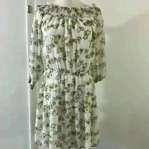 Walter Baker White and Green Floral Sundress Shoulder size M